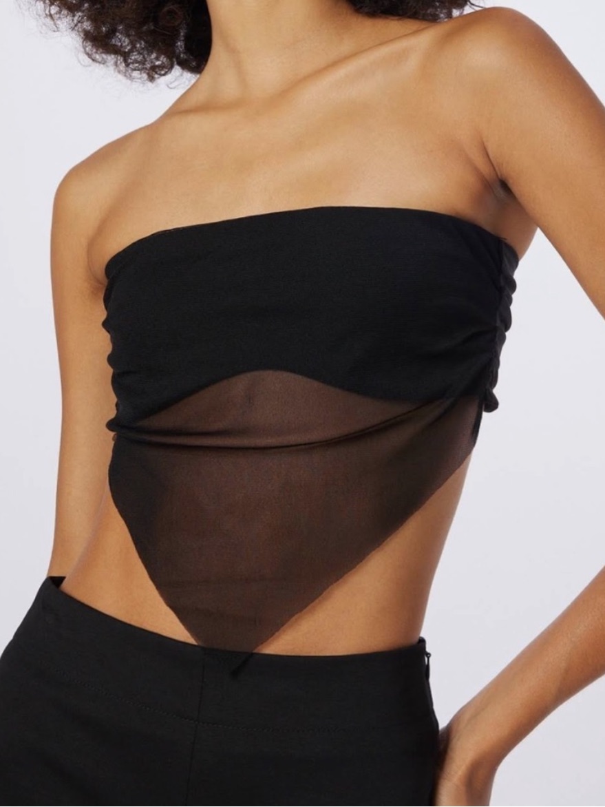 Edikted - Black Strapless Mesh Triangle Bandana Top